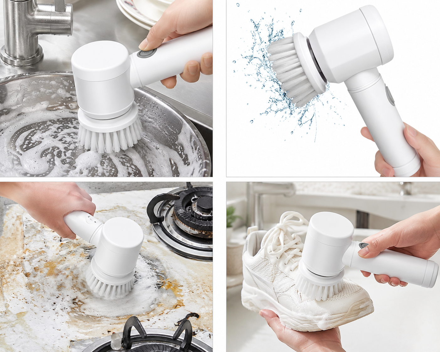 Electric Cleaning Brush, Electric Rotary Cleaning Brush with 3 Brush Heads Insulator Polisher Bathroom Shower Tub Kitchen Stove Floor Car